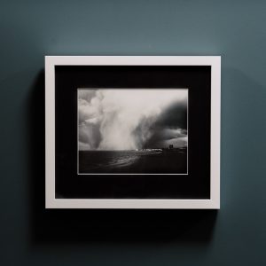 Microburst Framed Silver Gelatin Print. Traditional darkroom print made by the artist and signed on verso. Printed onto 8×10″ Ilford Multigrade Resin Coated Deluxe Satin 190gsm paper, front mounted and framed with museum anti reflective glass.